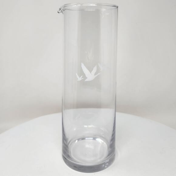 Vintage Grey Goose Glass Stirring Pitcher Carafe White Geese Logo 11" Tall - Picture 1 of 5